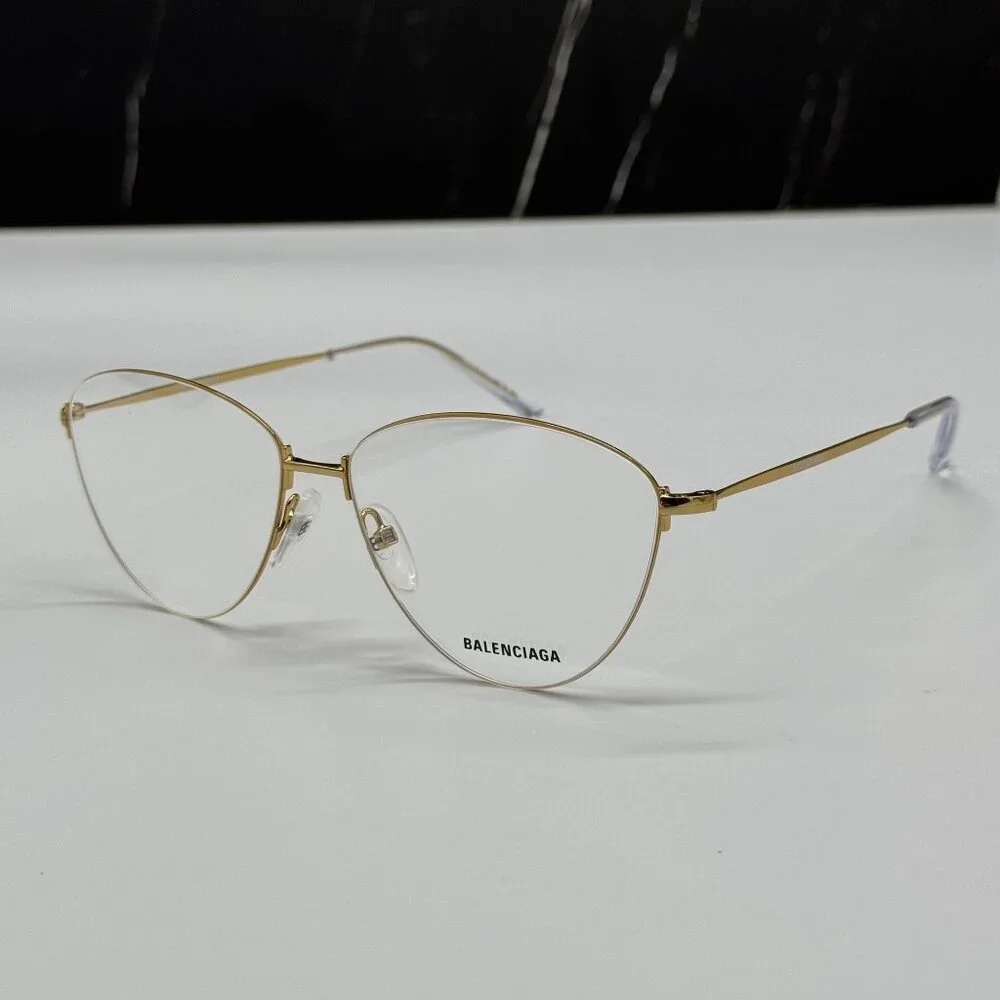 NEW BALENCIAGA BB0034O 003 CAT EYE GOLD WOMEN EYEGLASSES BALENCIAGA